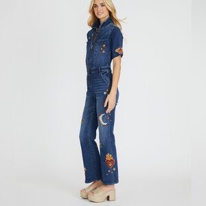 Driftwood New w Tag Hallucination Jumpsuit Boho Embroidered Blue Jean Festival